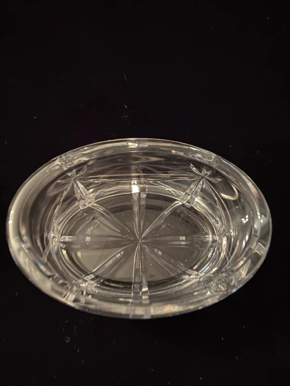 Vintage MIKASA Cut Crystal Floral Lidded Jewelry Trinket Box Oval Heavy